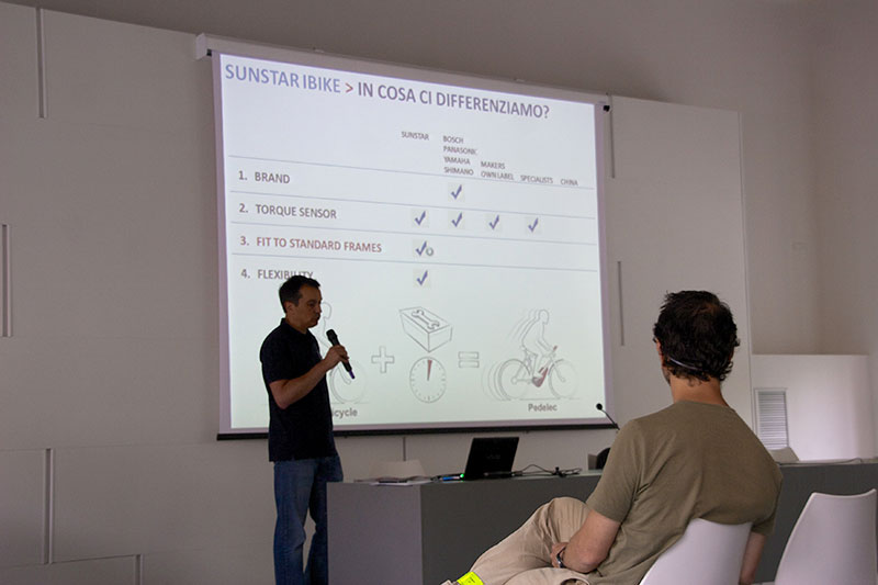 Marcello Segato nel corso di una presentazione a BikeUp