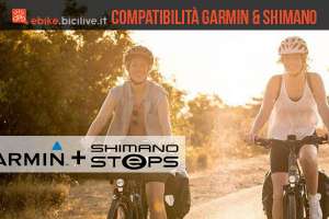 ciclista in ebike con sistema Garmin e Shimano