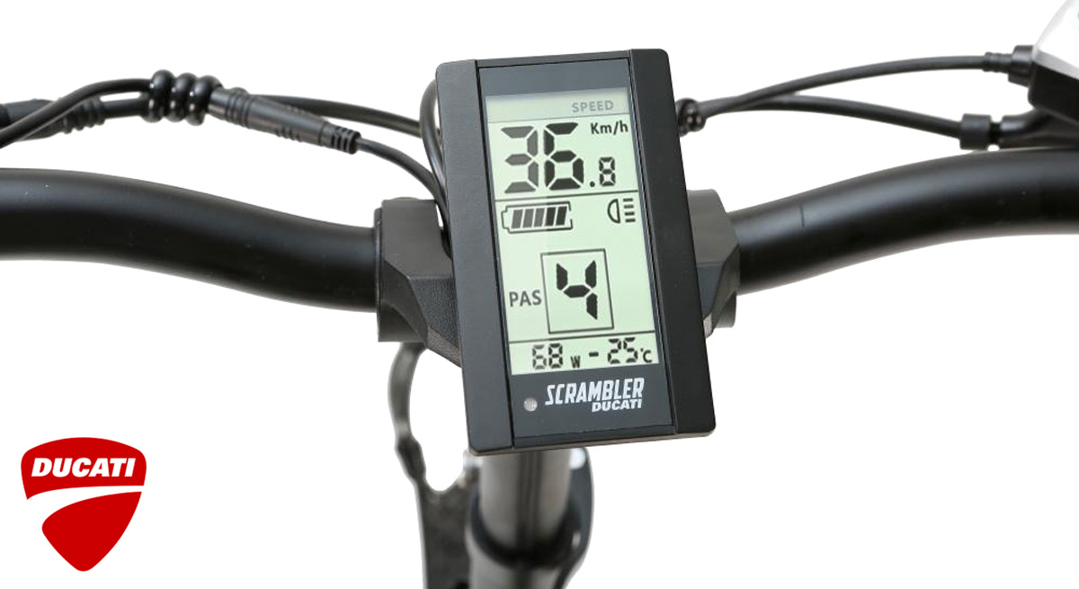 Il display LCD modello 800U equipaggiato sulla bici pieghevole elettrica Ducati SCR-E
