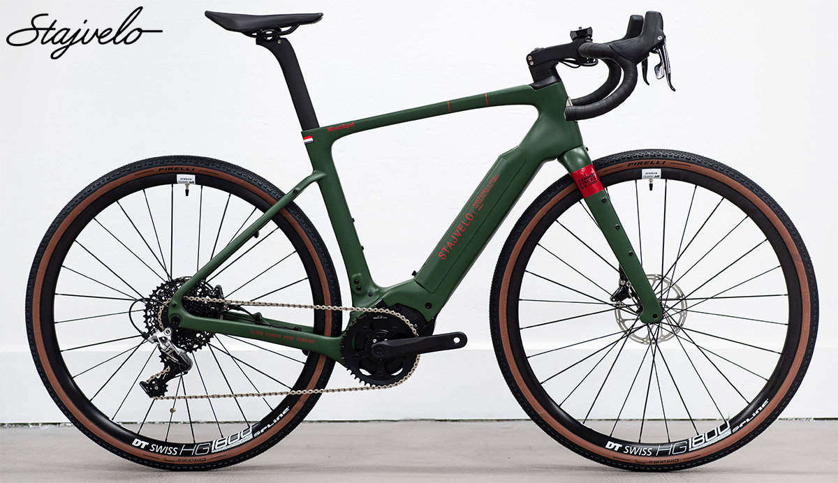La eGravel Stajvelo Montagel in colorazione verdone 2020 con kit Polini E-P3