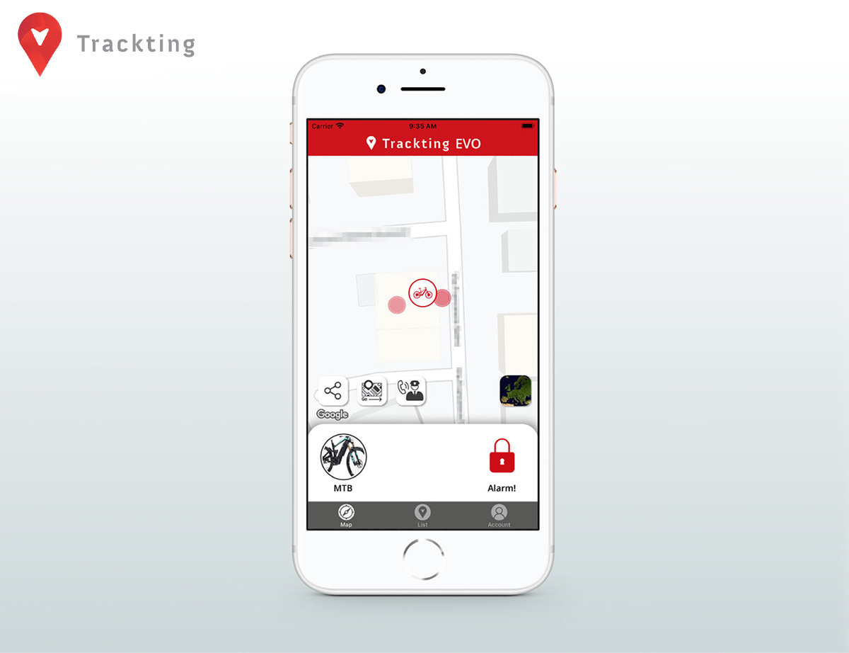Uno smartphone mostra l'app Trackting