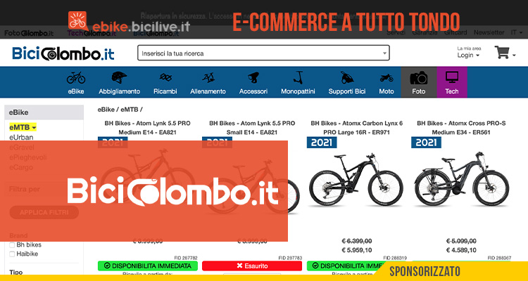 Il sito e-commerce Bicicolombo.it ha una vasta gamma di ebike, accessori e abbigliamento per bici