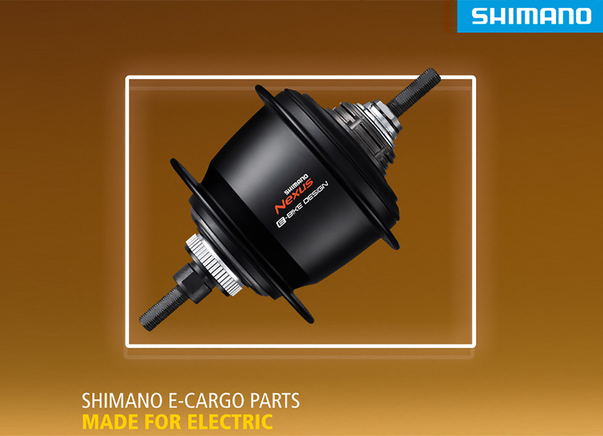 Dettaglio della trasmissione Shimano Gearbox Nexus compatibile con i nuovi motori Shimano CRG per ebike cargo 2021