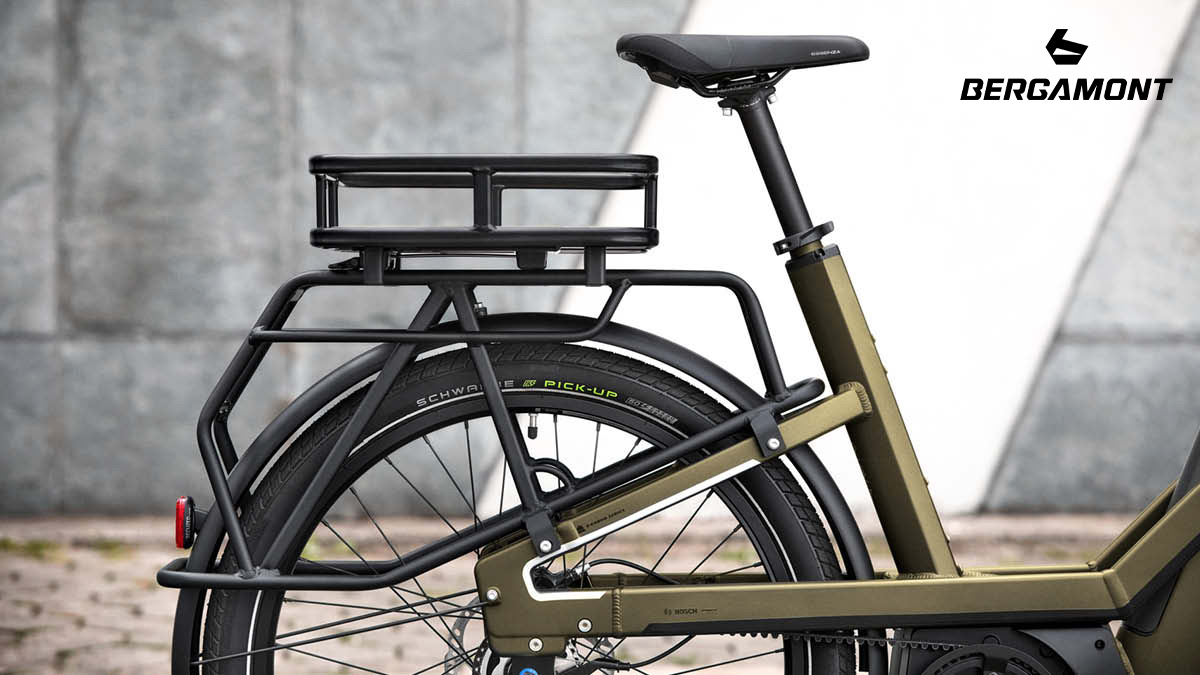 Dettaglio del portapacchi della nuova e-bike cargo Bergamont E-Cargoville Bakery Elite 2022