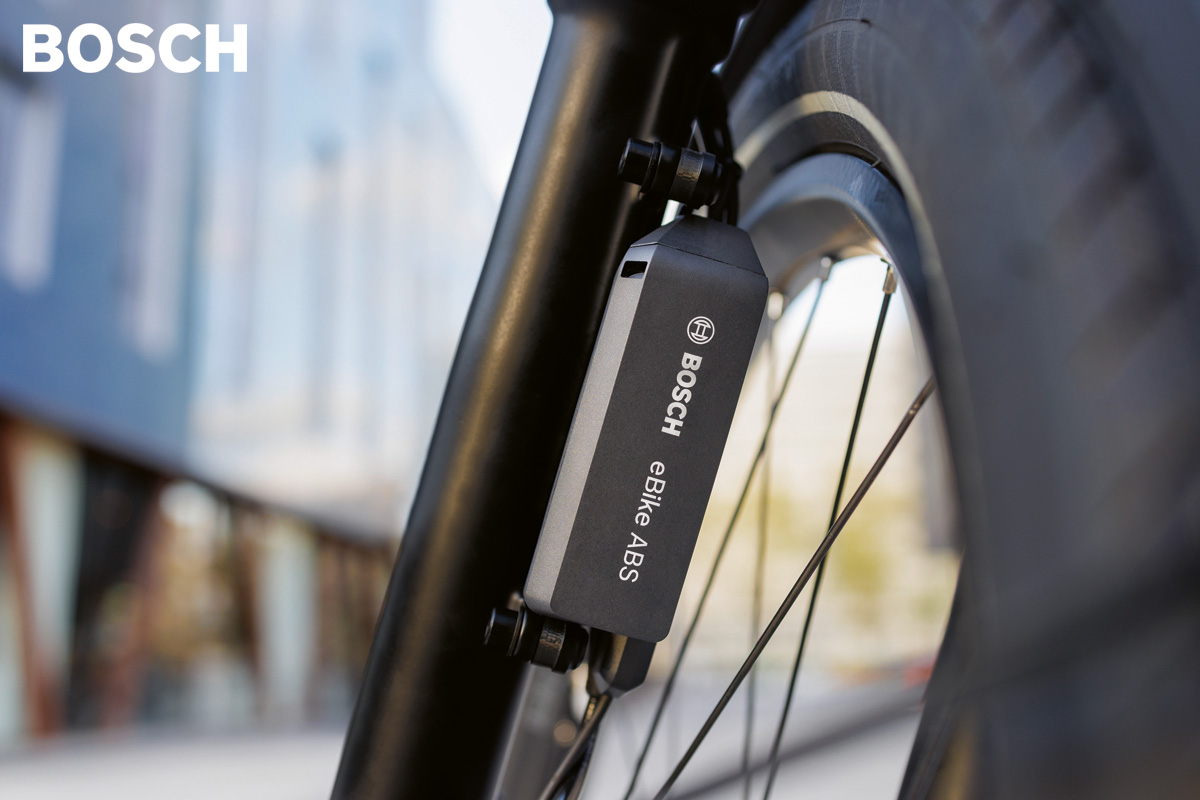 Il dispositivo Bosch ABS eBike montato su una bicicletta elettrica