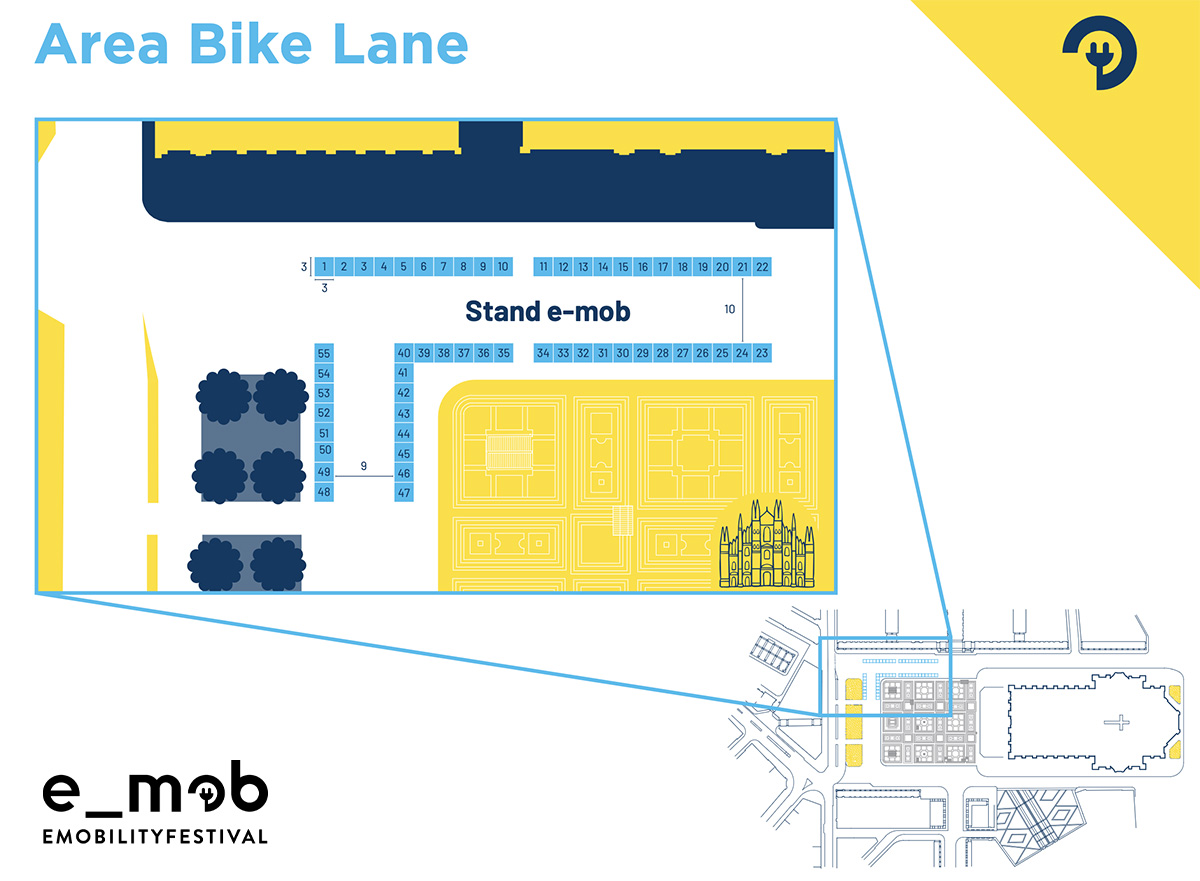La mappa dell'area Bike Lane dell' e_mob festival a Milano 2022