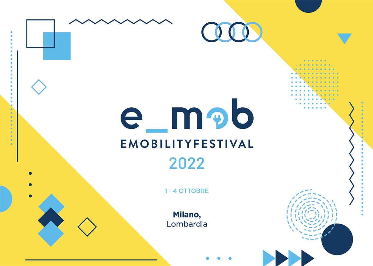 Il banner della nuova edizione del E-Mob festival sulla mobilità sostenibile 2022