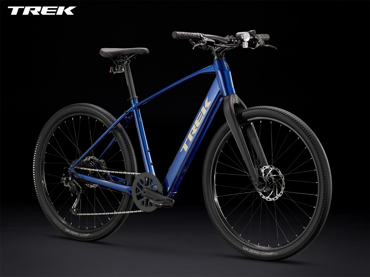 Bici elettrica Trek Dual Sport+ 2 2023 nella colorazione blu