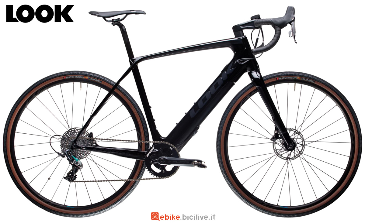 Bicicletta a pedalata assistita Look E-765 Gravel Full Black Reflect Glossy collezione 2022