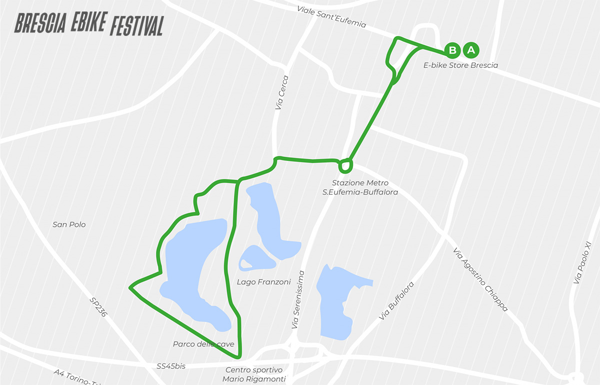 La mappa del percorso test urban del Brescia Ebike Festival 2022