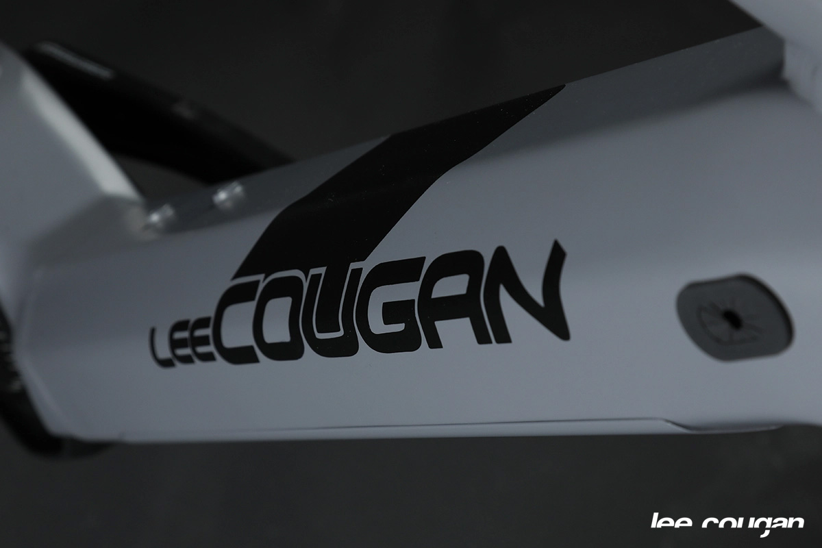 Dettaglio del tubo obliquo del telaio della e-bike Lee Cougan Moveda 2022