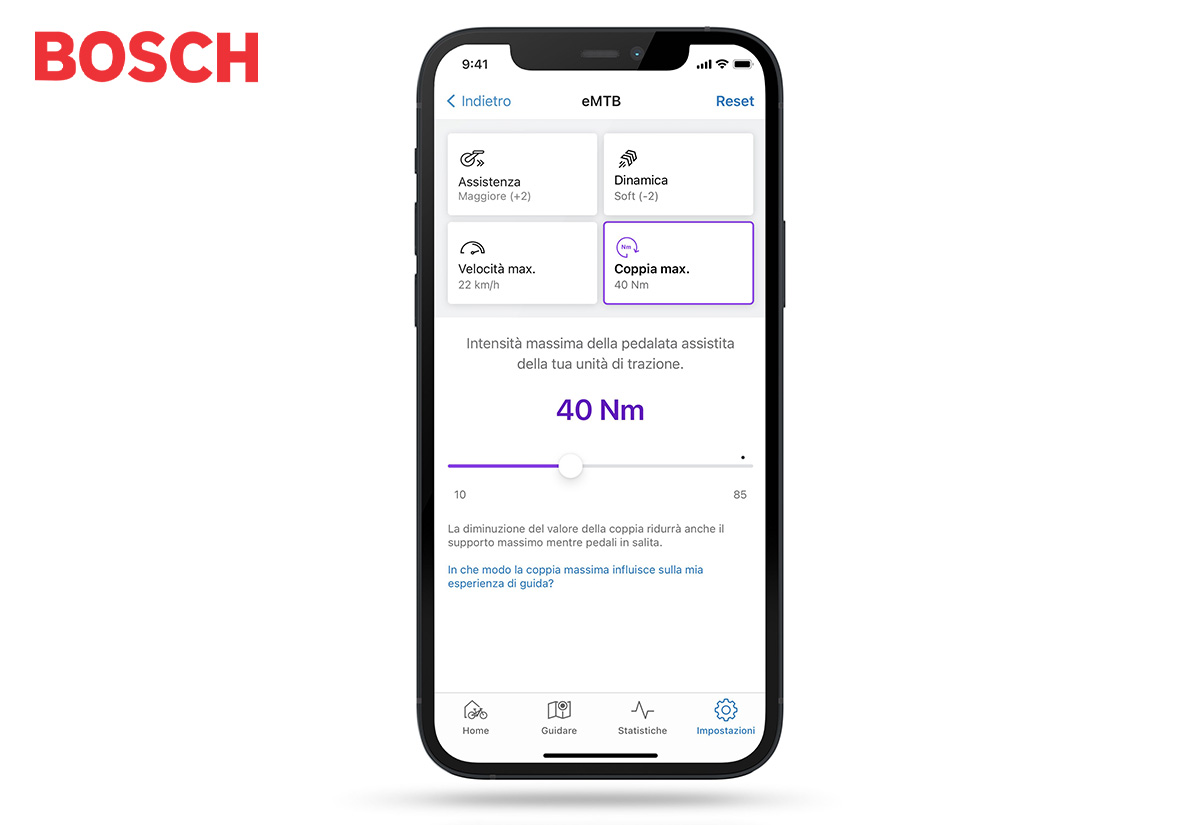 Una schermata della nuova app aggiornata del Bosch smart system per ebike 2023
