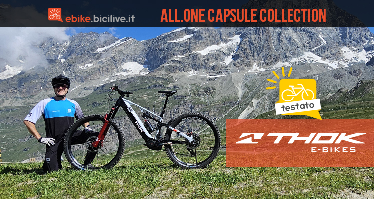 Foto di Claudio Riotti durante il test della eMTB THOK All.ONE a Cervinia (AO).