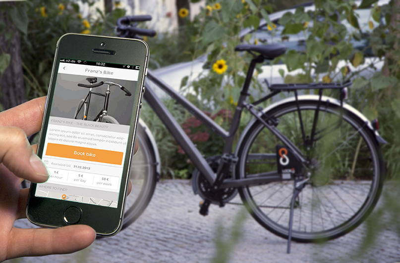L'app e una bici protetta sullo sfondo
