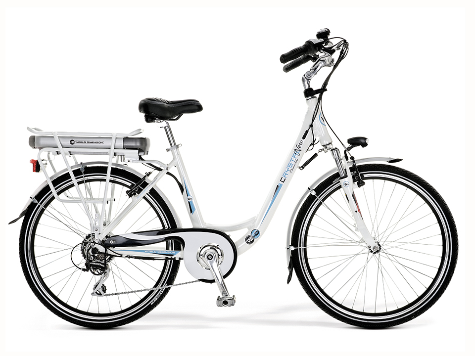 La foto di una bicicletta elettrica modello Crystal New della World Dimension